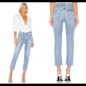 Agolde Riley High Rise Crop Jeans Blur